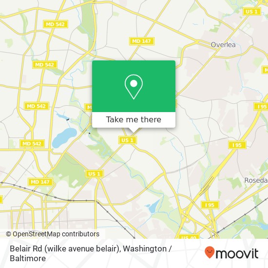 Mapa de Belair Rd (wilke avenue belair), Baltimore, MD 21206