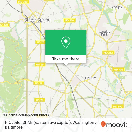 Mapa de N Capitol St NE (eastern ave capitol), Washington, DC 20012