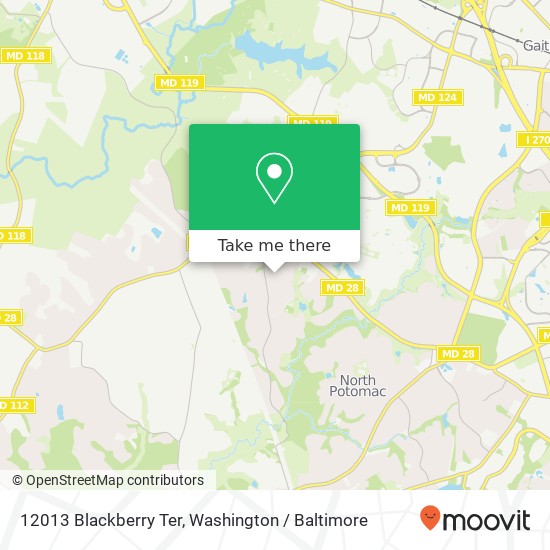 Mapa de 12013 Blackberry Ter, Gaithersburg (NORTH POTOMAC), MD 20878