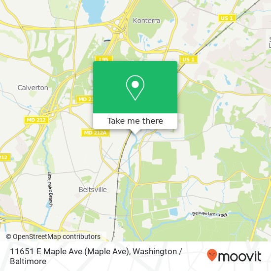 Mapa de 11651 E Maple Ave (Maple Ave), Beltsville, MD 20705