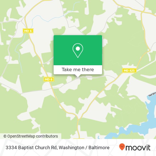 Mapa de 3334 Baptist Church Rd, Nanjemoy, MD 20662