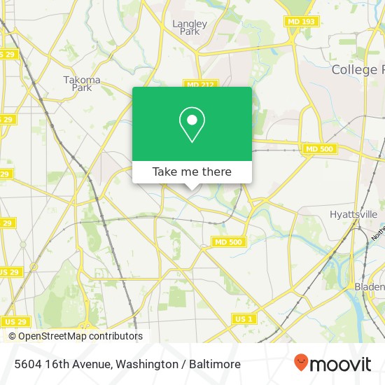 Mapa de 5604 16th Avenue, 5604 16th Ave, Chillum, MD 20782, USA