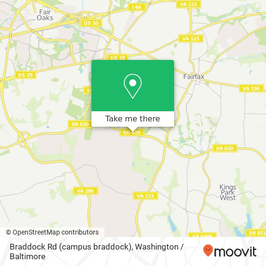 Mapa de Braddock Rd (campus braddock), Fairfax, VA 22030