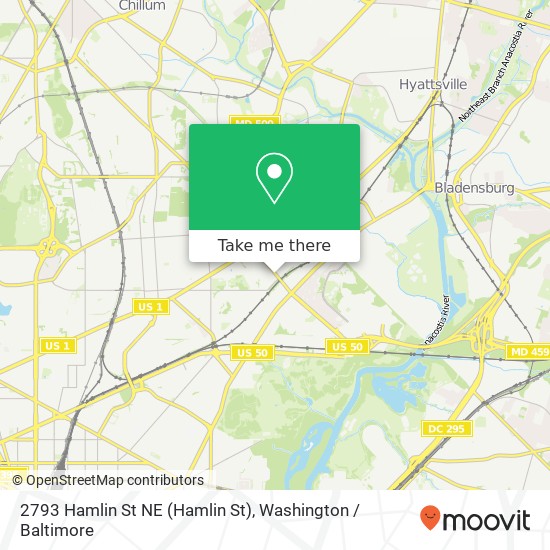 Mapa de 2793 Hamlin St NE (Hamlin St), Washington, DC 20018