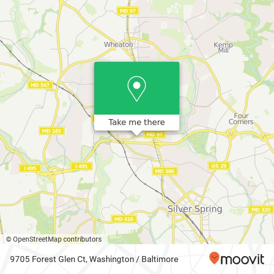 Mapa de 9705 Forest Glen Ct, Silver Spring, MD 20910