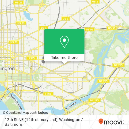 Mapa de 12th St NE (12th st maryland), Washington, DC 20002