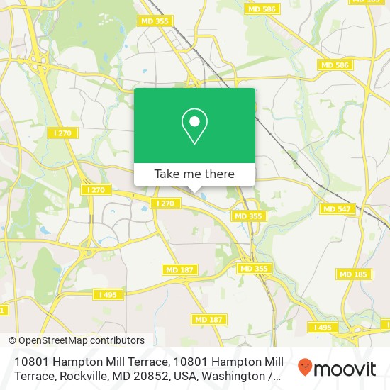 10801 Hampton Mill Terrace, 10801 Hampton Mill Terrace, Rockville, MD 20852, USA map