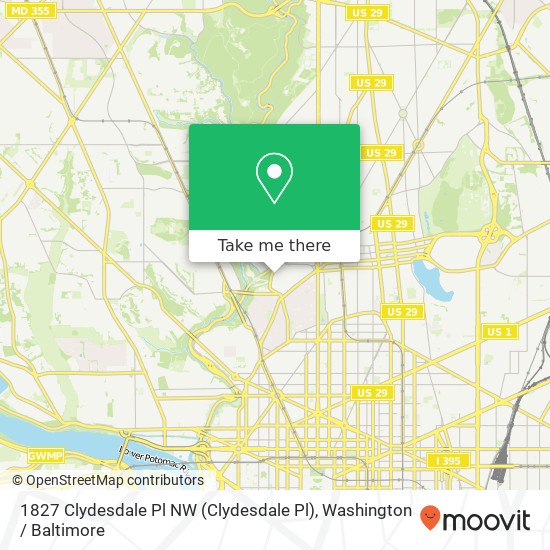 Mapa de 1827 Clydesdale Pl NW (Clydesdale Pl), Washington, DC 20009