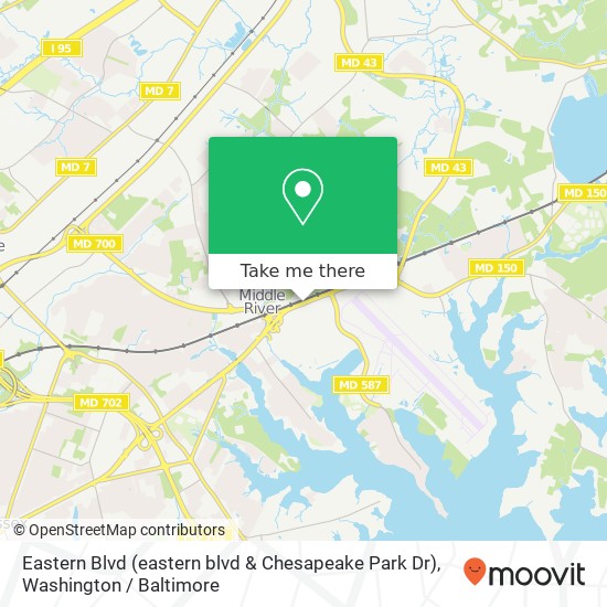 Mapa de Eastern Blvd (eastern blvd & Chesapeake Park Dr), Middle River, MD 21220