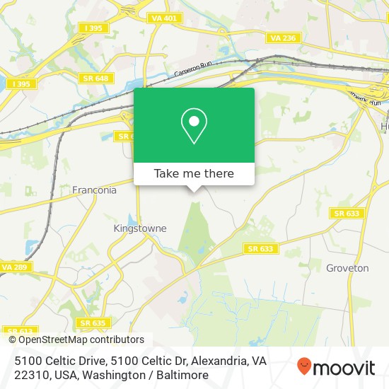 Mapa de 5100 Celtic Drive, 5100 Celtic Dr, Alexandria, VA 22310, USA