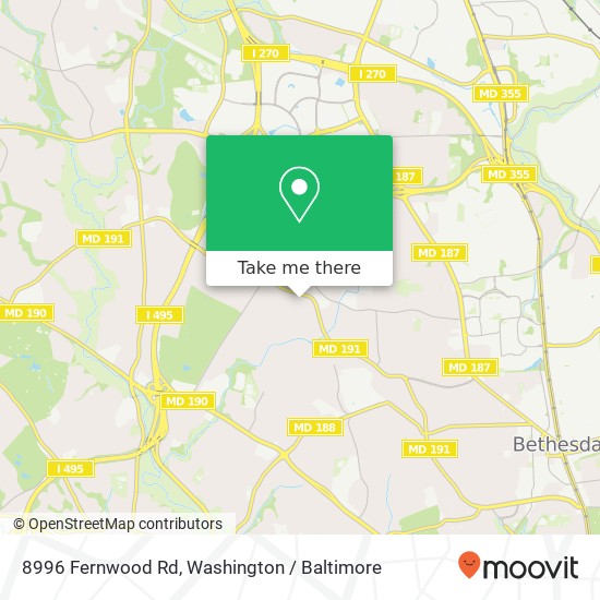 Mapa de 8996 Fernwood Rd, Bethesda, MD 20817