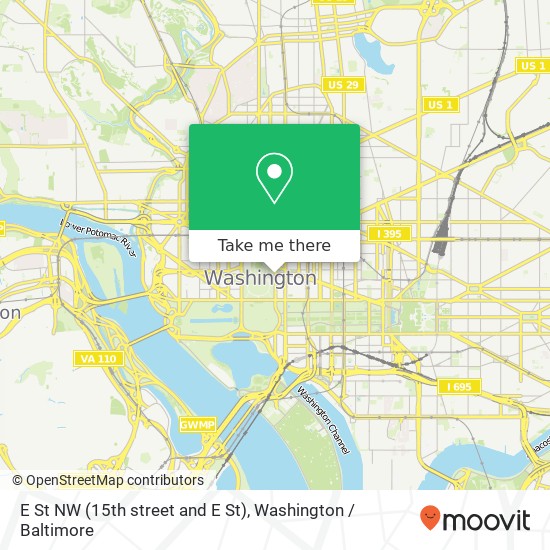 Mapa de E St NW (15th street and E St), Washington, DC 20004