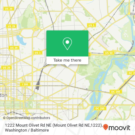 Mapa de 1222 Mount Olivet Rd NE (Mount Olivet Rd NE,1222), Washington, DC 20002