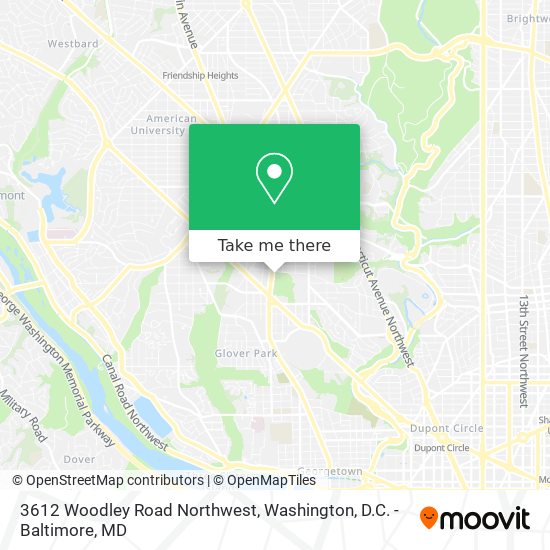 Mapa de 3612 Woodley Road Northwest
