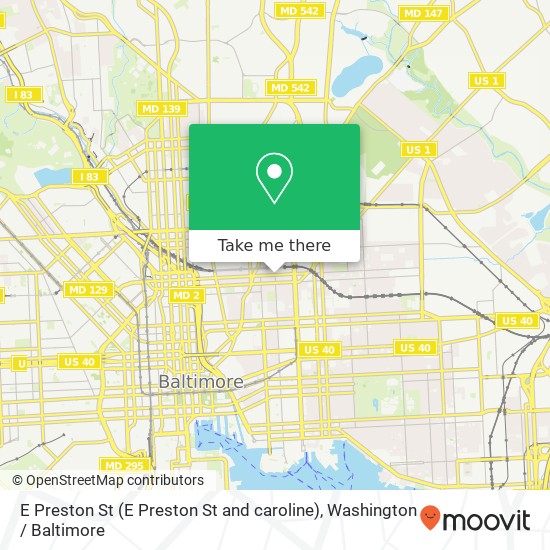 Mapa de E Preston St (E Preston St and caroline), Baltimore, MD 21213