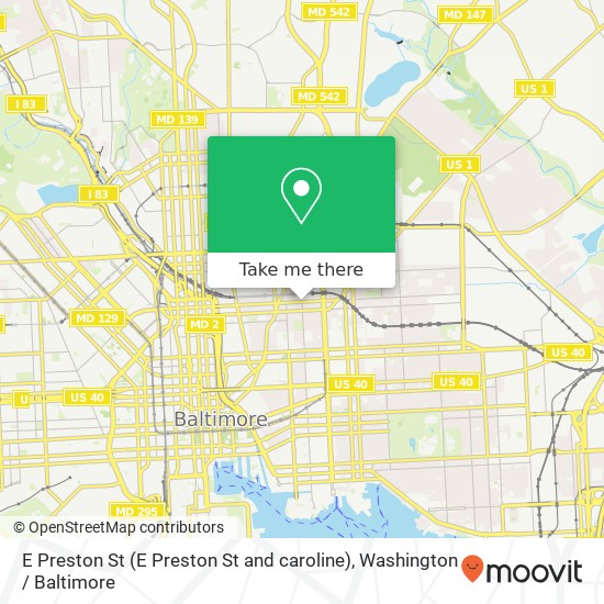 E Preston St (E Preston St and caroline), Baltimore, MD 21213 map