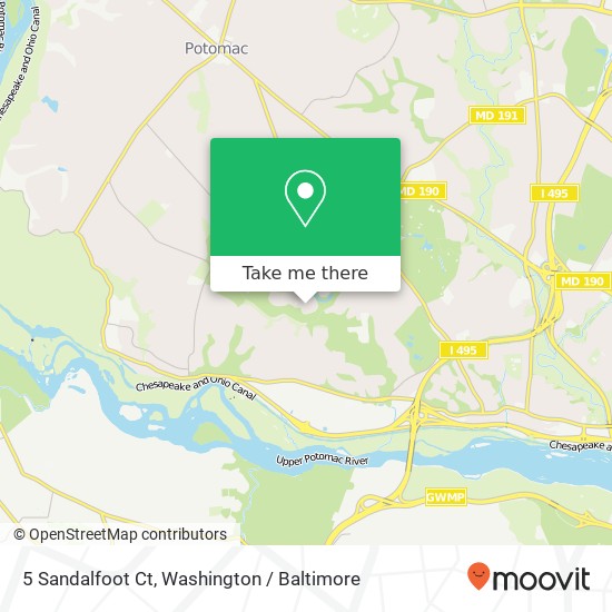 Mapa de 5 Sandalfoot Ct, Potomac, MD 20854
