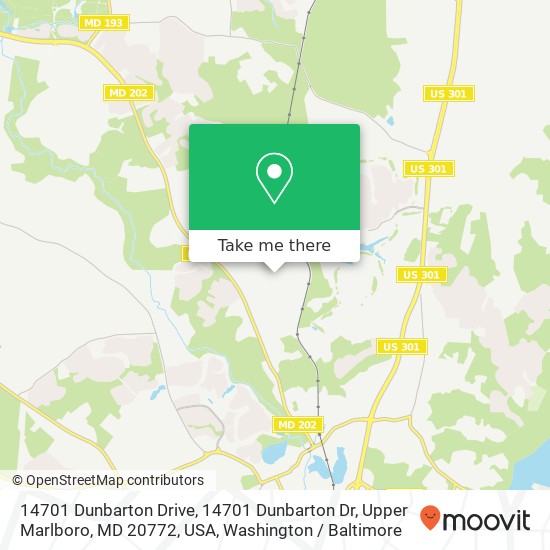 Mapa de 14701 Dunbarton Drive, 14701 Dunbarton Dr, Upper Marlboro, MD 20772, USA