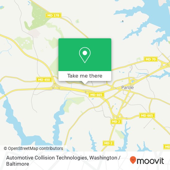 Mapa de Automotive Collision Technologies, 185 Defense Hwy