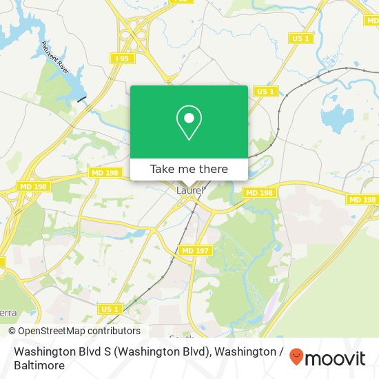 Mapa de Washington Blvd S (Washington Blvd), Laurel, MD 20707