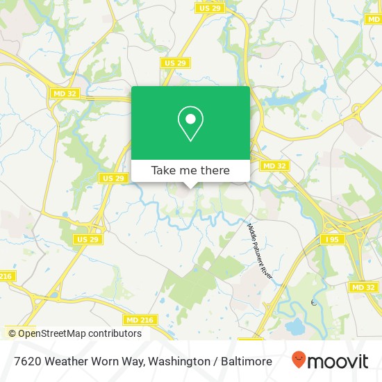 Mapa de 7620 Weather Worn Way, Columbia, MD 21046
