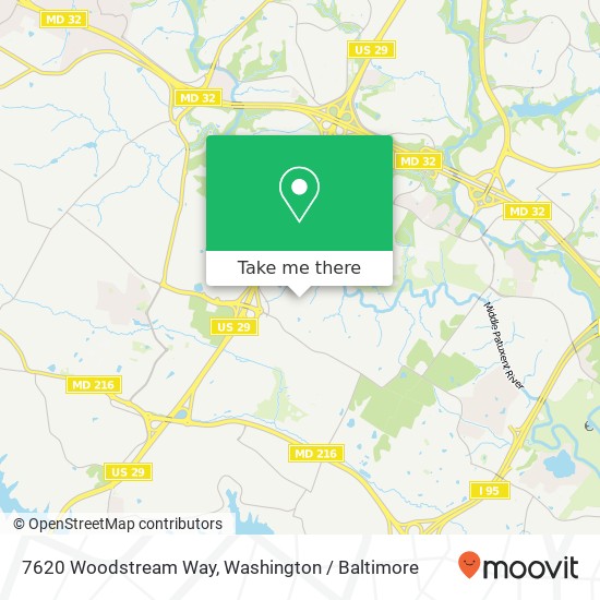Mapa de 7620 Woodstream Way, Laurel, MD 20723