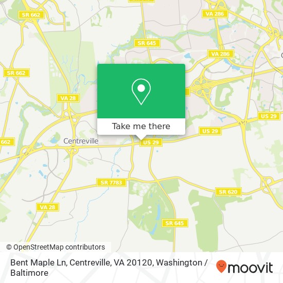 Mapa de Bent Maple Ln, Centreville, VA 20120