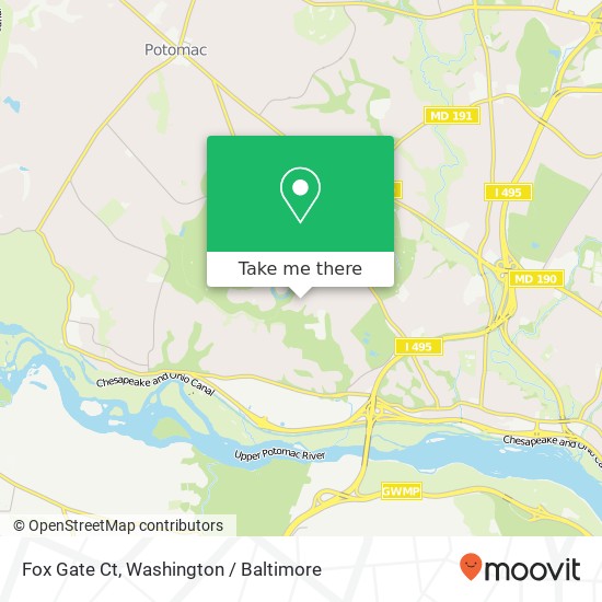 Mapa de Fox Gate Ct, Bethesda, MD 20817