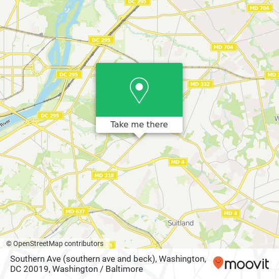 Mapa de Southern Ave (southern ave and beck), Washington, DC 20019