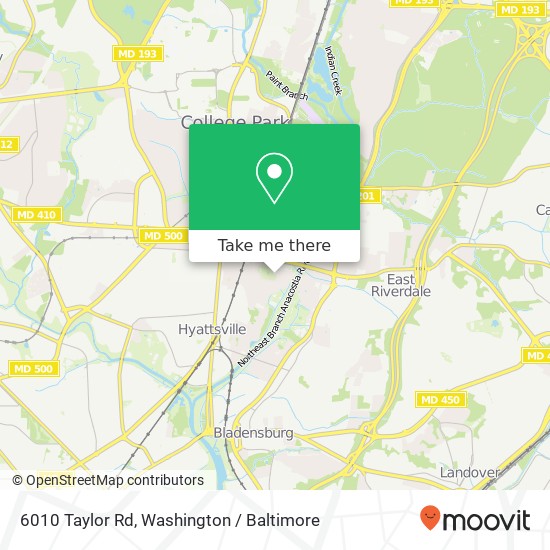 Mapa de 6010 Taylor Rd, Riverdale, MD 20737