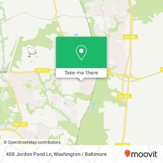 Mapa de 408 Jordon Pond Ln, Bowie, MD 20721