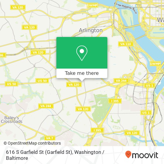 Mapa de 616 S Garfield St (Garfield St), Arlington, VA 22204
