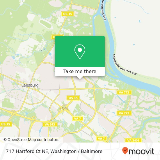 Mapa de 717 Hartford Ct NE, Leesburg, VA 20176