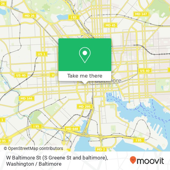 W Baltimore St (S Greene St and baltimore), Baltimore, MD 21201 map