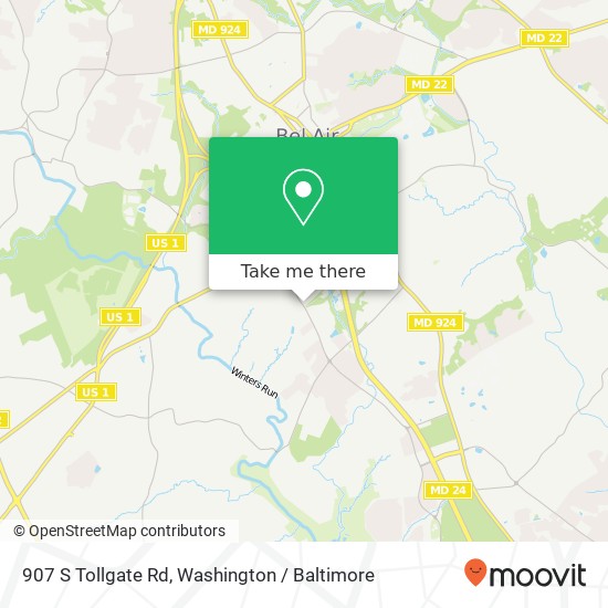 Mapa de 907 S Tollgate Rd, Bel Air (Bel), MD 21014