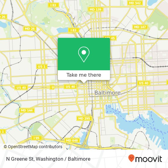 Mapa de N Greene St, Baltimore, MD 21201