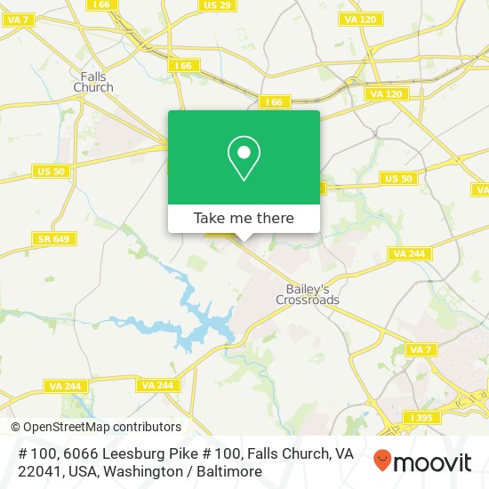 # 100, 6066 Leesburg Pike # 100, Falls Church, VA 22041, USA map