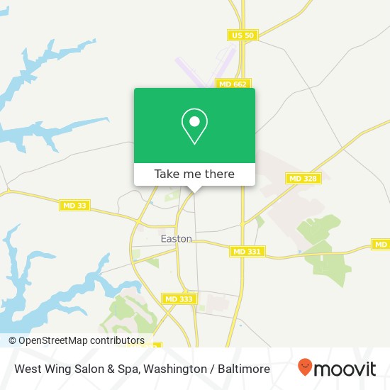 Mapa de West Wing Salon & Spa, 350 N Aurora St