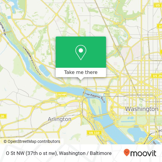 Mapa de O St NW (37th o st nw), Washington (Washington DC), DC 20007