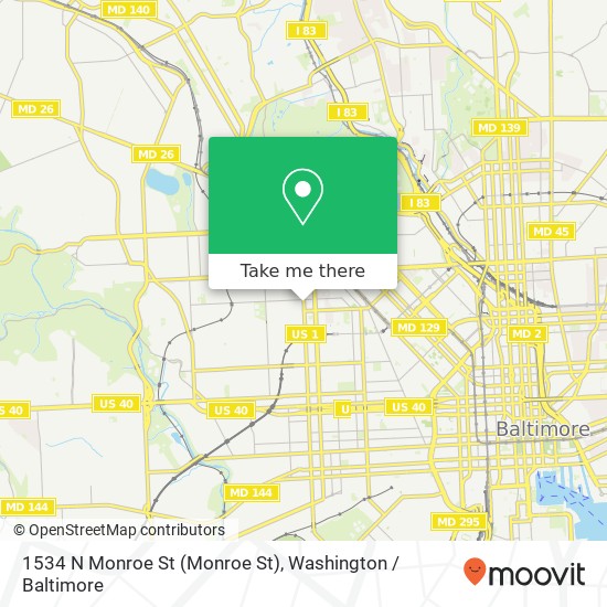 Mapa de 1534 N Monroe St (Monroe St), Baltimore, MD 21217