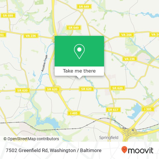 Mapa de 7502 Greenfield Rd, Annandale, VA 22003