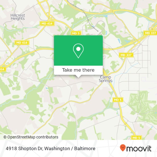 Mapa de 4918 Shopton Dr, Temple Hills, MD 20748