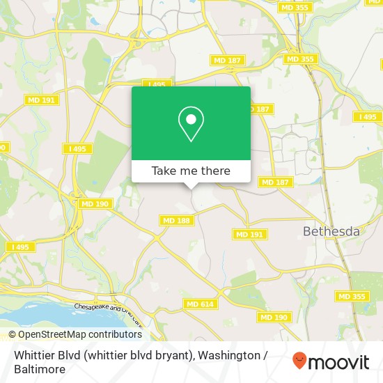Mapa de Whittier Blvd (whittier blvd bryant), Bethesda, MD 20817