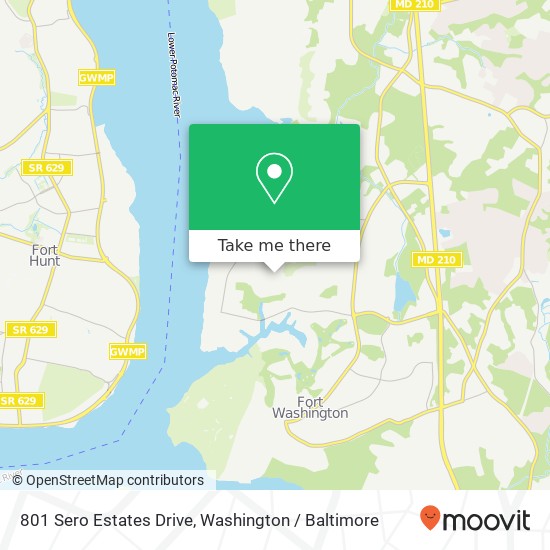 Mapa de 801 Sero Estates Drive, 801 Sero Estates Dr, Fort Washington, MD 20744, USA
