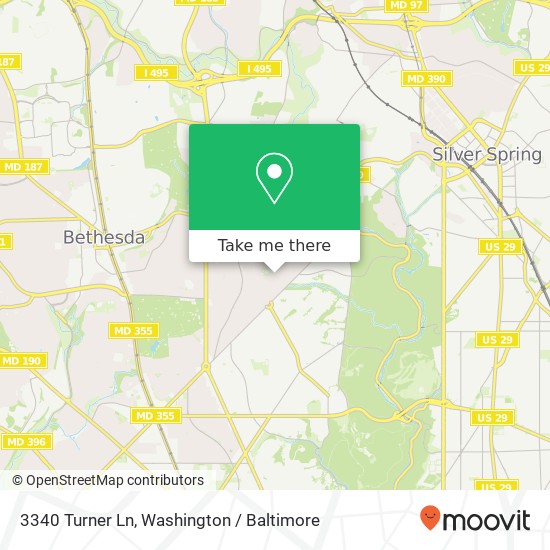 Mapa de 3340 Turner Ln, Chevy Chase, MD 20815