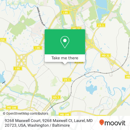 Mapa de 9268 Maxwell Court, 9268 Maxwell Ct, Laurel, MD 20723, USA