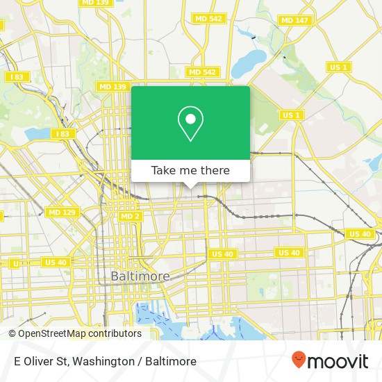 Mapa de E Oliver St, Baltimore, MD 21213
