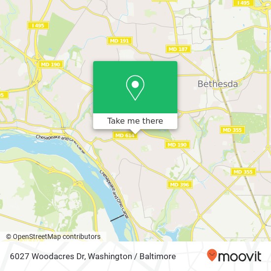 Mapa de 6027 Woodacres Dr, Bethesda, MD 20816