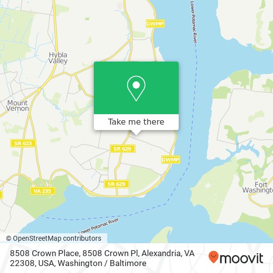 Mapa de 8508 Crown Place, 8508 Crown Pl, Alexandria, VA 22308, USA