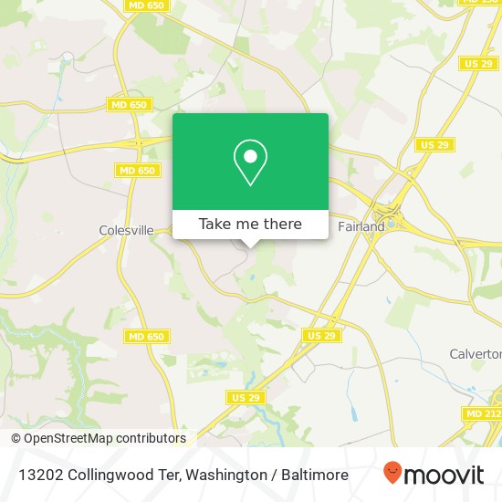 Mapa de 13202 Collingwood Ter, Silver Spring, MD 20904